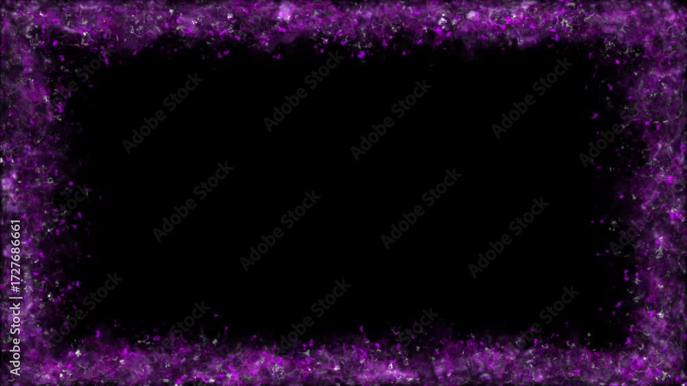 Wall mural hell silver and purple frame flame and misty ember double color particles, border alpha channel loop