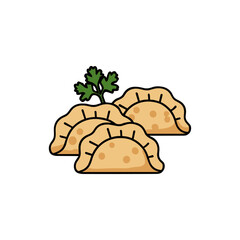 Vegetable momo icon logo flat vector design