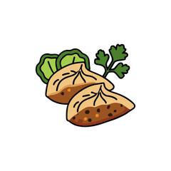 Vegetable momo icon logo flat vector design