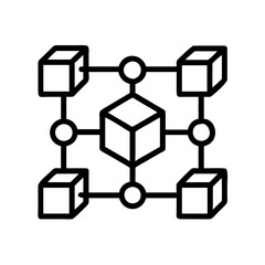 Blockchain technology network connection diagram with cubes and circles vector illustration