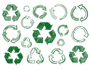 Hand-drawn recycling symbols