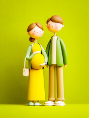 Couple de personnage avec femme enceinte