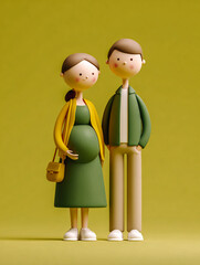 Couple de personnage avec femme enceinte