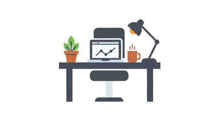 Modern Workspace with Laptop and Coffee.