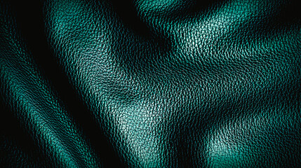 Surface en cuir grainé vert avec plis