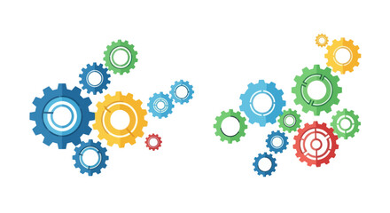 Colorful Interlocking Gears Teamwork and Collaboration Concept.