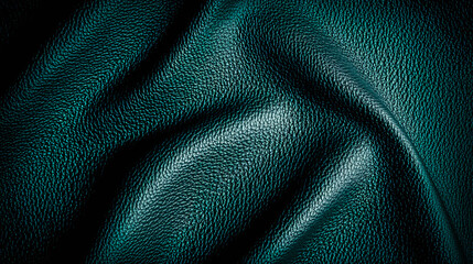 Surface en cuir grainé vert avec plis