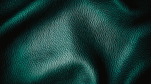 Surface en cuir grain&eacute; vert avec plis