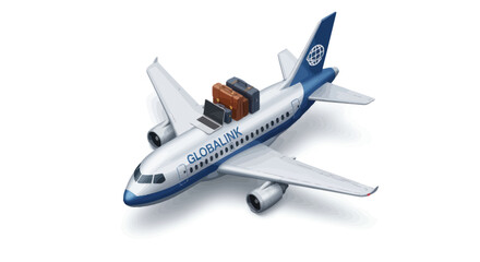 Miniature Global Air Passenger Jet Model with Luggage.