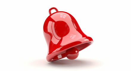 Red bell with metallic sheen in bright studio lighting on a white background for notification alerts.
