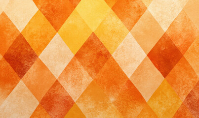 A vibrant abstract background with a geometric diamond pattern in warm orange and yellow watercolor tones.