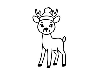 Cartoon Deer Line Art for Coloring and Design	