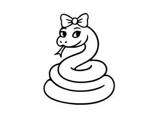 Cartoon Snake Line Art for Coloring and Design	
