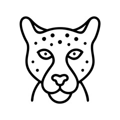 Cheetah head outline vector illustration, african wildlife animal drawing for logo and design use