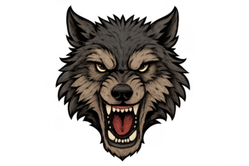Wolf head snarling aggression vector illustration transparent