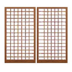 Two shoji screen panels isolated on transparent background