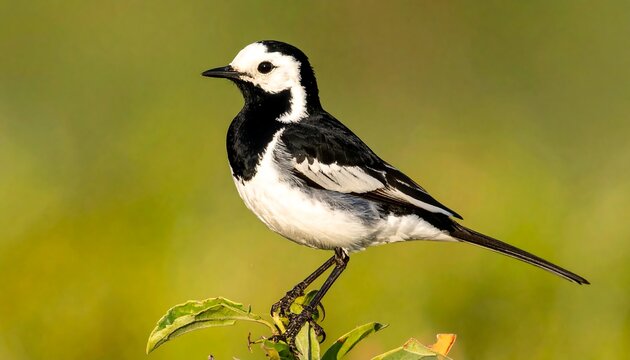 Close-up of a white-and-black bird