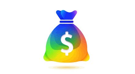 Vibrant Gradient Money Bag Icon with White Dollar Sign.