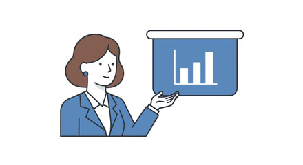 Businesswoman Presenting Growth Chart Illustration.