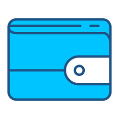 Wallet Icon In Blue Monochrome Flat Design, Vector Illustration