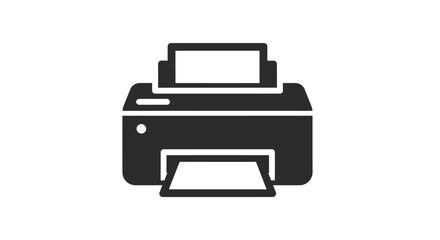 Black and White Printer Icon with Paper Tray and Output Slot.