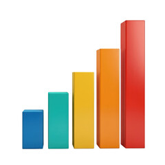Colorful bar graph showing growth isolated on transparent background