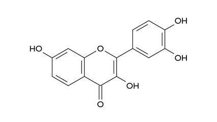 Fototapeta premium fisetin molecule, structural chemical formula, ball-and-stick model, isolated image senolytic agent