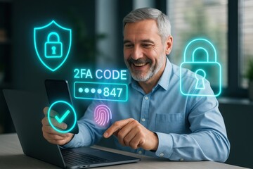 Enhancing security with two-factor authentication a professional demonstration in a modern office setup