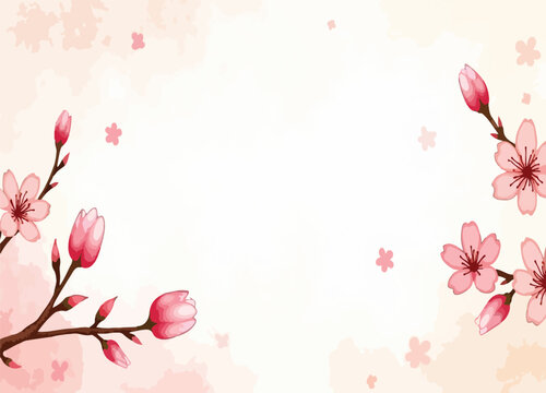 Ethereal watercolor backdrop with cherry blossom details