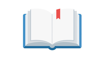 Open Book with Blank Pages and Red Bookmark.