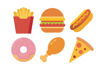 Coloring fast food set vector file