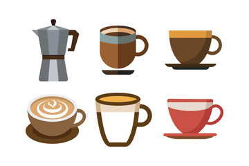 set of coffee item vector file