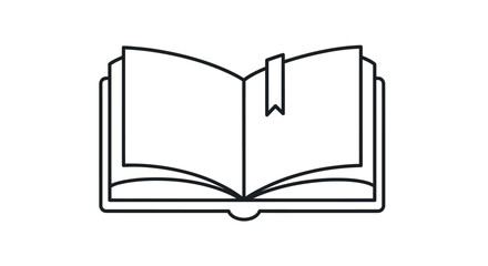 Open Book with Bookmark Line Art Illustration.