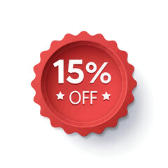 Red discount badge with white text sale offer