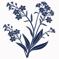 forget me not blue flowers with leaves 