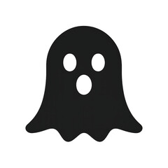 Simple cartoon ghost icon with a surprised expression isolated on transparent background