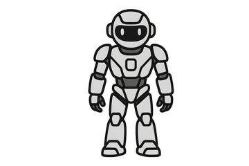 Cartoon robot standing full body isolated on transparent background
