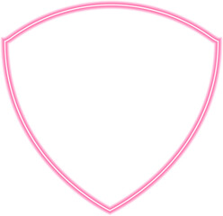 Heraldic shield outlined in neon red, designed with fortress guardian symbols.