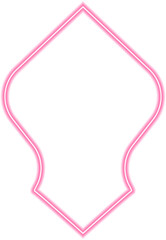 Tall and pointed shield with Gothic architectural details, outlined in radiant neon red for a striking medieval aesthetic.