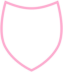 Hexagonal shield outlined in glowing neon red with a bold and structured contour, evoking a battle-hardened insignia.