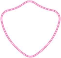 Contour of a shield encircled by a heraldic wreath, highlighted in neon red.