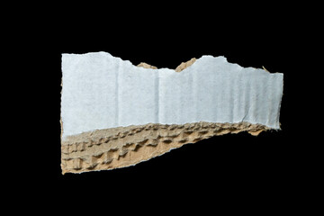 Torn paper strip showcasing a textured mix of light blue and brown tones, conveying a sense of creativity and imperfection, ideal for artistic or design projects.