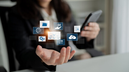 Digital business infrastructure with data system, analytics, sync. System management improves...