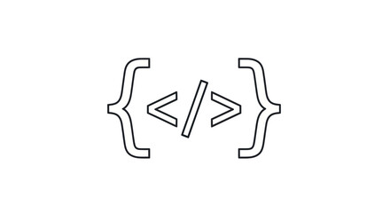 Simple Outline Icon Representing Code and Programming.