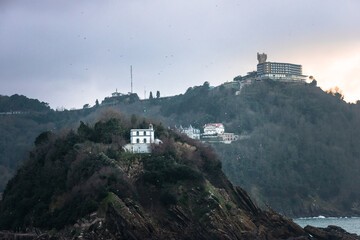 Santa Clara island at Kontxa bay in Donostia-San Sebastian, at the Basque Country.