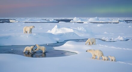Polar Bears on Ice Floes.