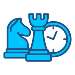 Chess Icon In Blue Monochrome Flat Design, Vector Illustration