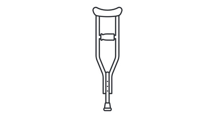 Single Underarm Crutch Outline Illustration for Mobility Assistance.