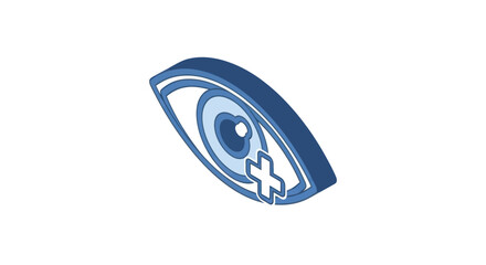 Stylized Blue Eye Icon with Crosshair Symbol.