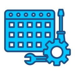 Schedule Icon In Blue Monochrome Flat Design, Vector Illustration